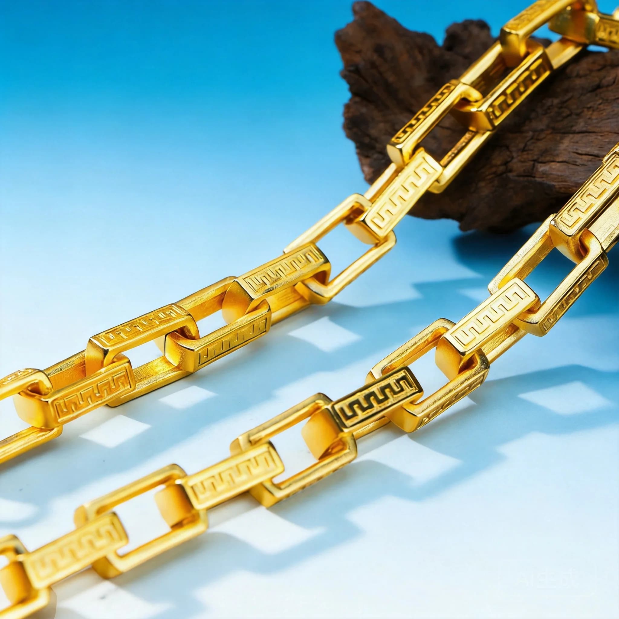 2026 Sand Gold Square Great Wall Pattern Men Necklace Light Luxury Long Lasting Non Fading Chain For Daily Casual Party Wear Men
