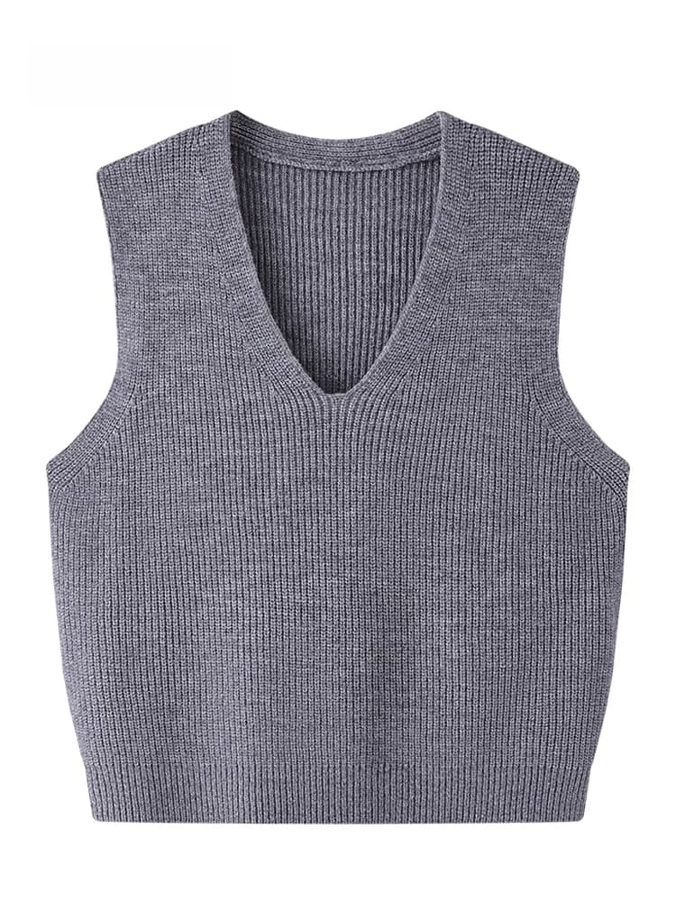 JZZDEMM Coarse Needle Knitted V-Ne Women's Vest Loose Fit Outerwear Cotton Blend Comfortable Breathable Commute Sle