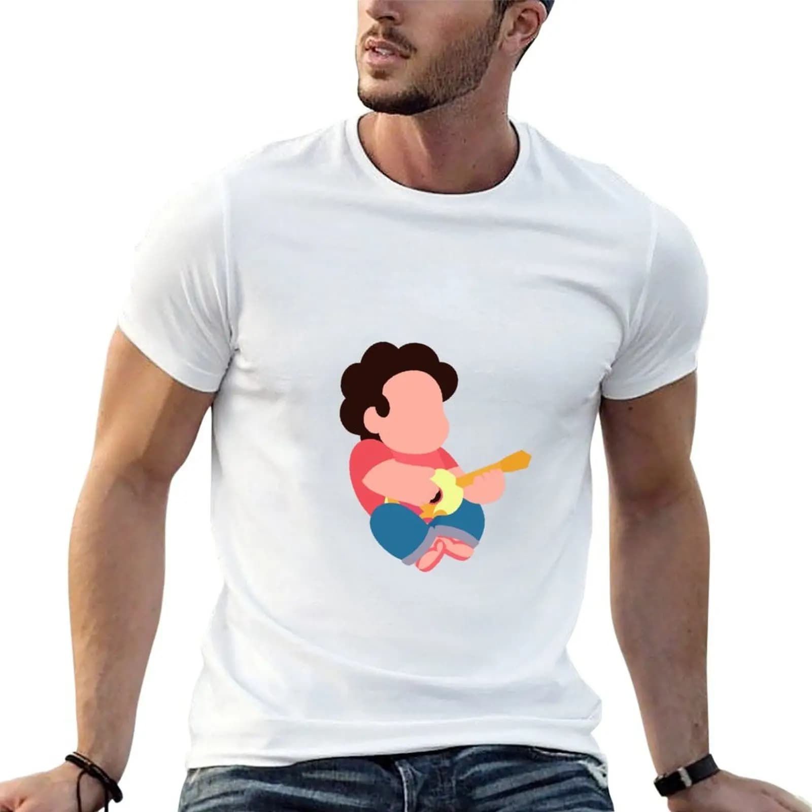 T-shirt Steven Universe che suona il ukulele, magliette g man per uomo, magliette grafiche per uomo, magliette divertenti, magliette in cotone