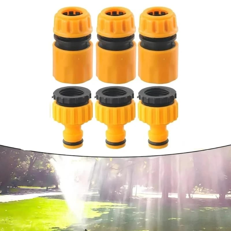 Set di 6 Adattatori per Tubi e Rubinetti a Connessione Rapida, Connettori Filettati da 3/4 e 1/2 Pollici per Sistemi di Irrigazione e Attrezzi da Giardino