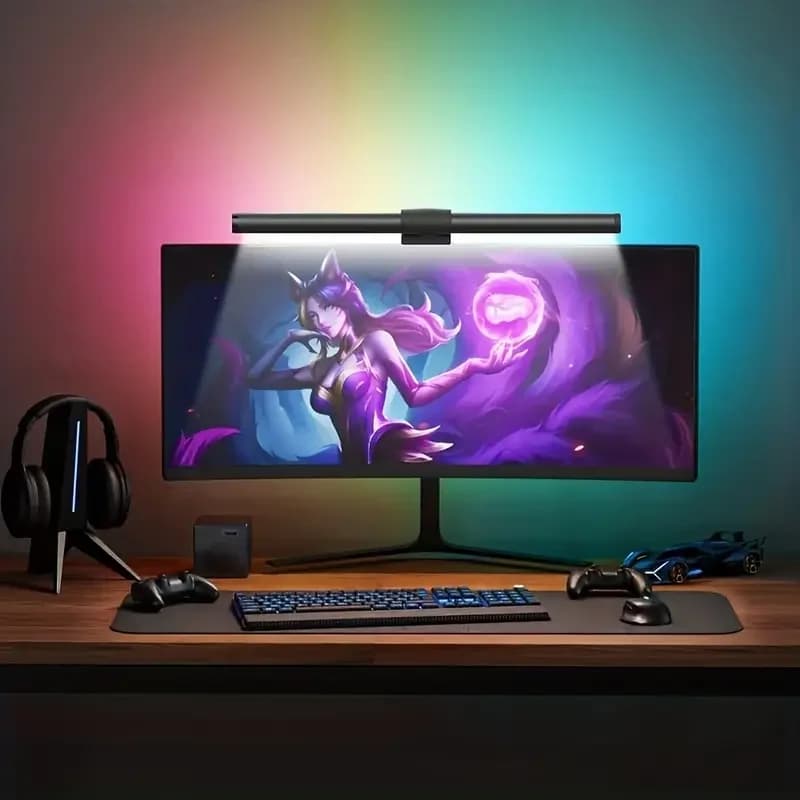 Barra luminosa per monitor da 44 cm Schermo per computer a LED Luci sospese Lampada da tavolo per atmosfera RGB Dimmerabile continuo per lavoro Studio Leggi giochi