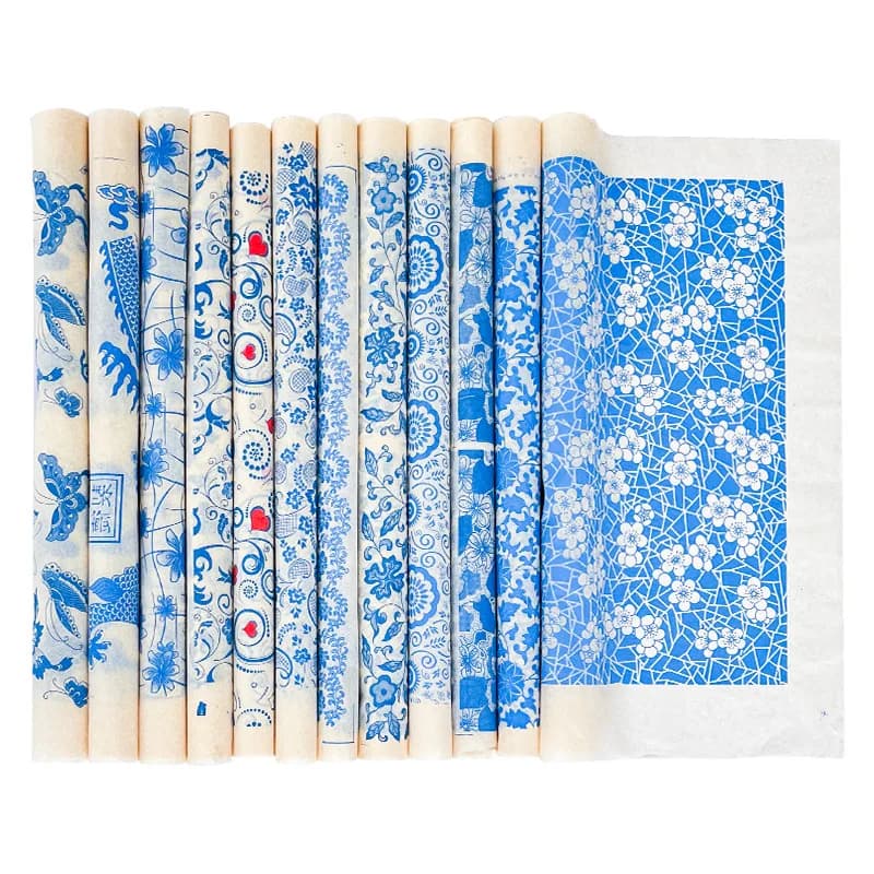 Carta per Trasferimento su Ceramica, Carta Colorata per Fiori Sottosmalto, Decalcomanie Adesive per Porcellana Blu e Bianca di Jingdezhen