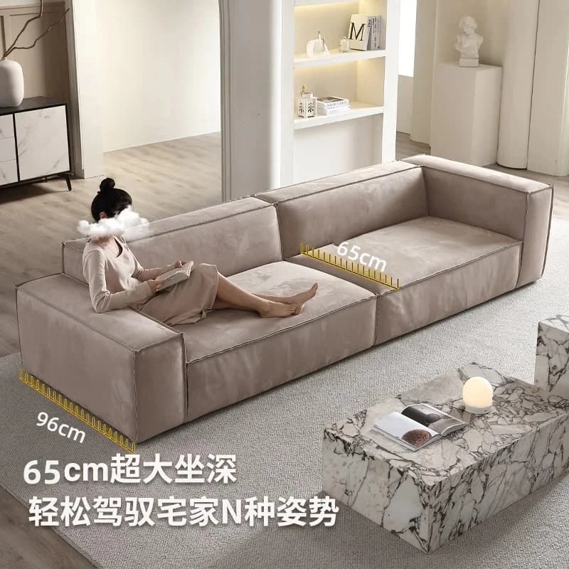 Italian Minimalist Tofu Block Matte Fabric Sofa Living Room Simple Modern Small Apartment Straight Row Three Internet Celebrity