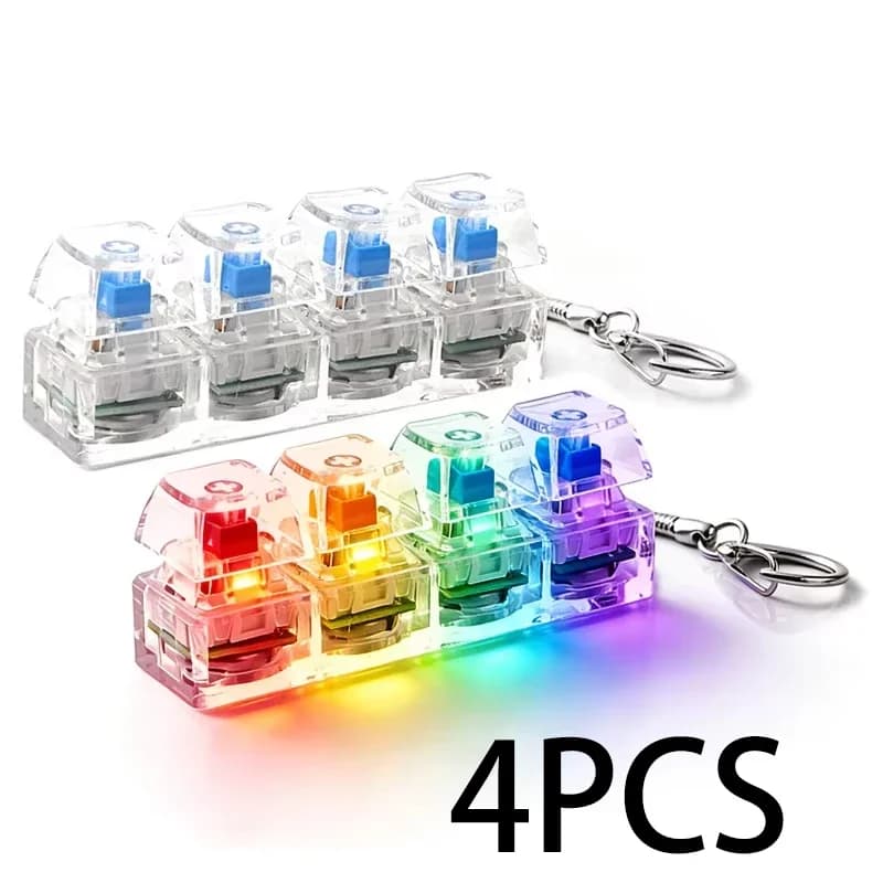 1-10PCS FTCY 4 Keys Mechanical Keyboard Keychain Fidget Toy For Adult To Relief Stress Decompression Calming Accessories
