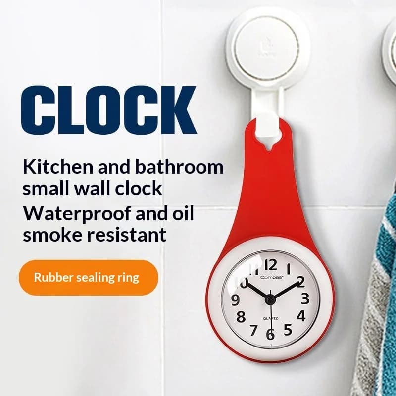 Compas Minimalist Creative Suction Cup Wall Clock Mini Waterproof Clock for Bathroom Kitchen Refrigerator Magnet Clock