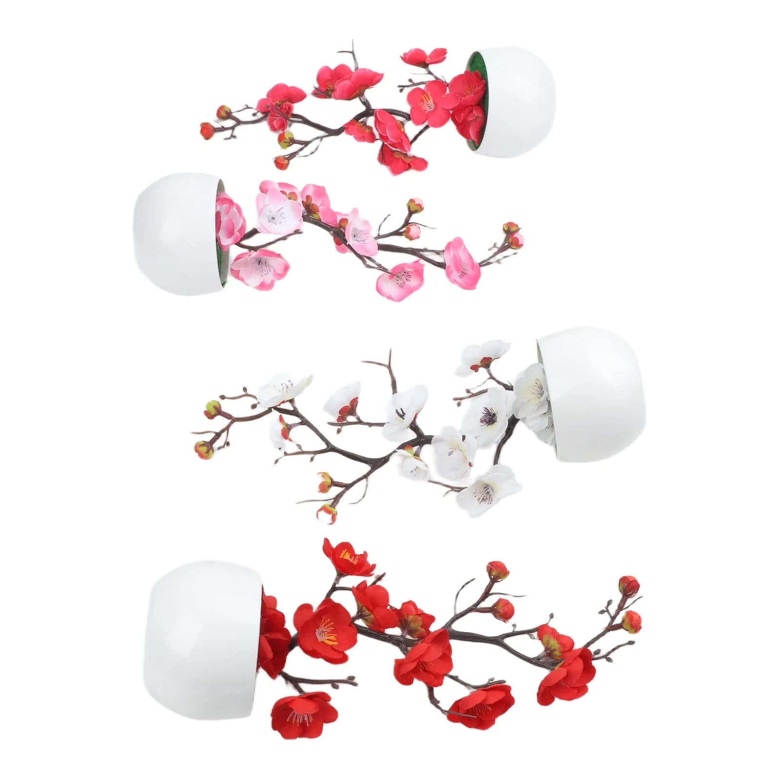 Artificial Plum Blossom Bonsai Tree Plastic Fake Flower Plant For Home Office Indoor Outdoor Decor No Watering Required