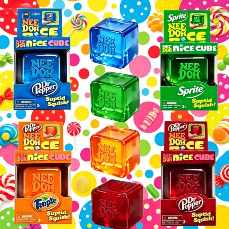 New Dr Pepper Squishy Toy Nee Doh Blind Box Stress Relief Soft Squeeze Fidget Cube for Adults Anxiety Sensory festival gift
