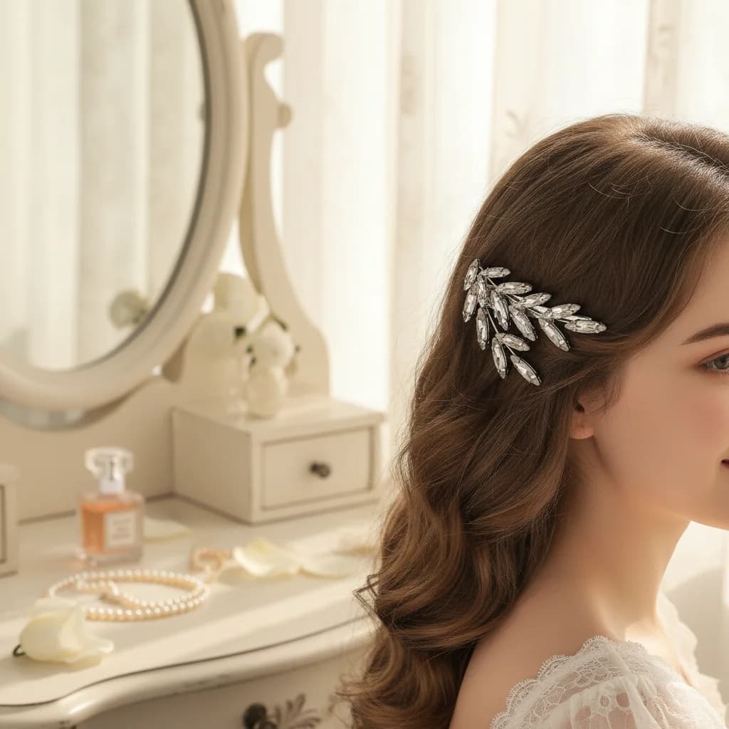 Delicate Rhinestone Hair Clip Duckbill Design Hair Clip for Wedding Party Daily Wear