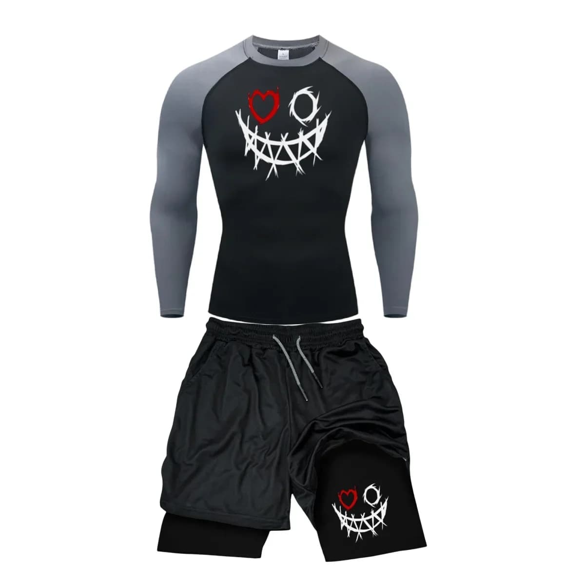 2 pezzi tuta sportiva a compressione da uomo PALESTRA sportiva attillata set da yoga allenamento jogging MMA abbigliamento fitness tuta pantaloni sportivi
