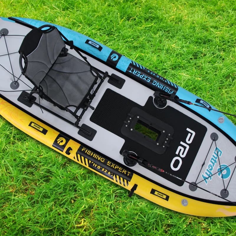 Nuovo arrivo 11' Ocean Pinne Drop Stitch trasparente Pedale gonfiabile Canoa da pesca/kayak con pagaia