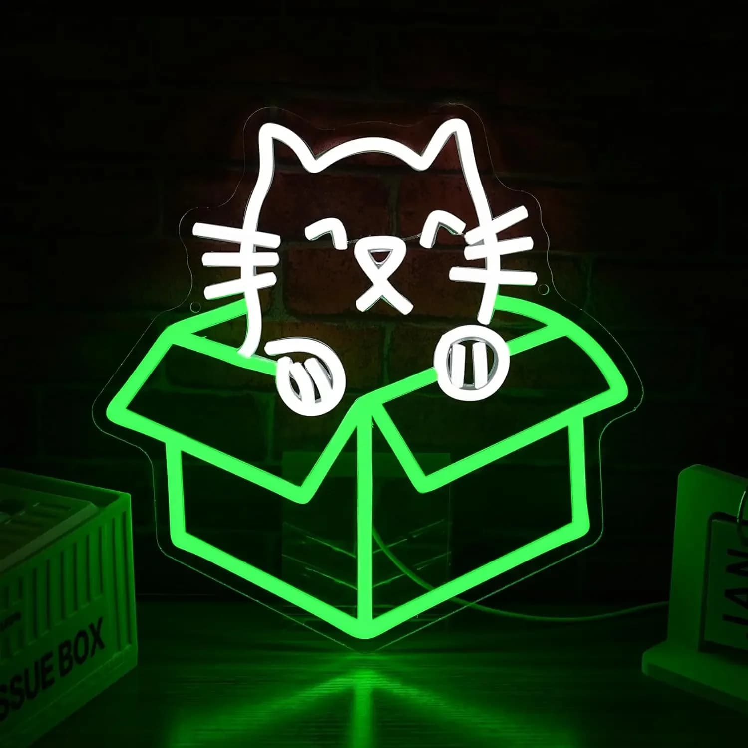 Insegna al Neon LED a Forma di Gattino in Scatola di Cartone, Luce al Neon USB Dimmerabile per Sala Giochi, Camera da Letto, Bar, Soggiorno, Regalo per Feste, Decorazione Murale