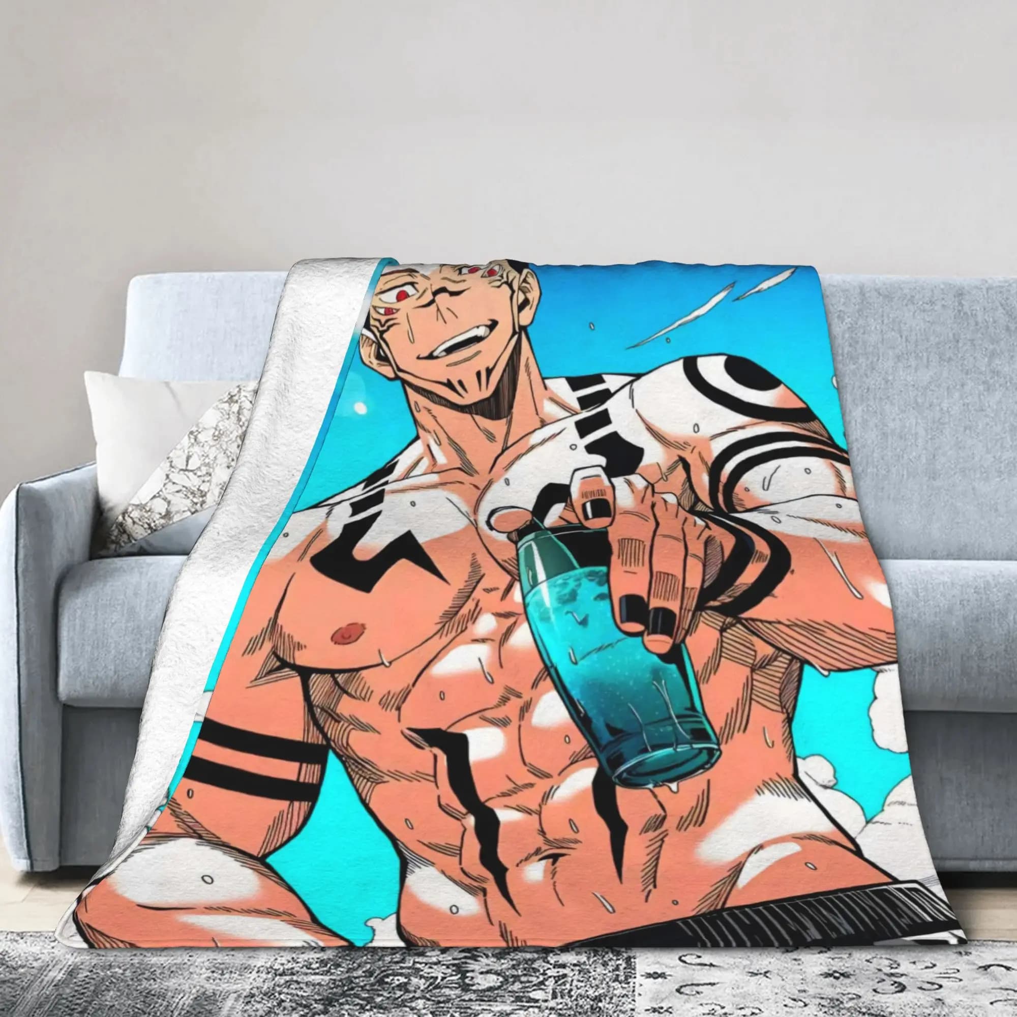 Ryomen Sukuna Jujutsu Kaisen Coperta super calda Studenti Coperta da tiro in peluche Soffice copriletto in flanella per esterni Copridivano