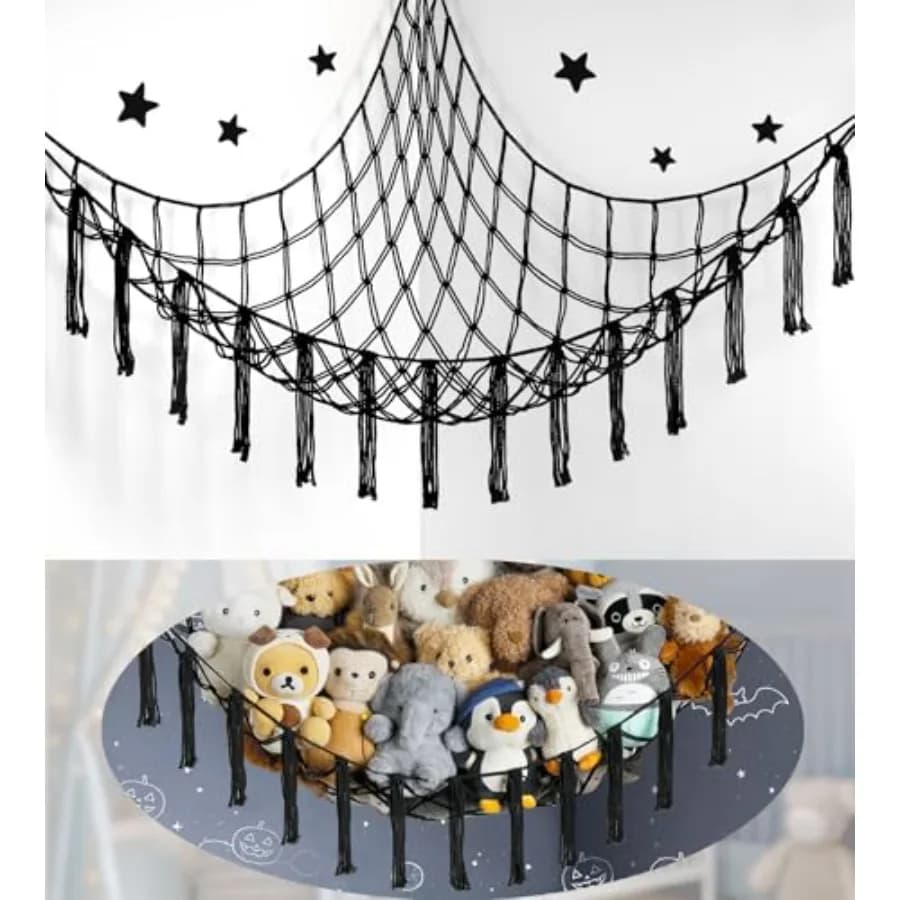 Stuffed Animal Storage Hammock or Net Corner - Large Toy Hammock Net for Stuffed Animals Room Decor - Cute Stuff Animal Organiz