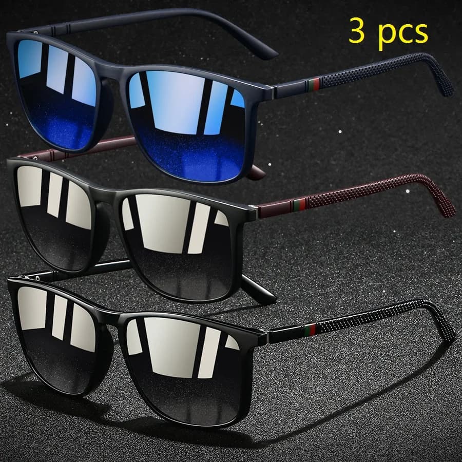 2/3PCS New Square Sunglasses Anti Glare Sunshade Summer Party Vacation Travel Driving Fishing UV400 Sunglasses 1166