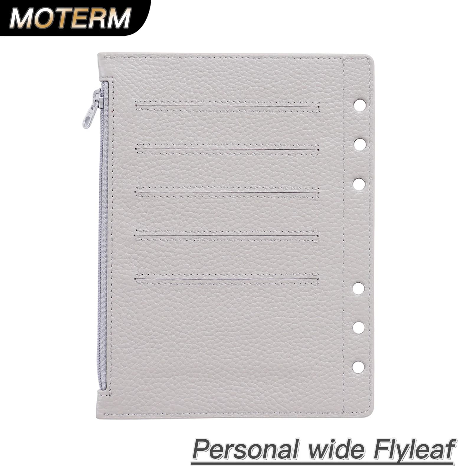 Moterm cerniera Flyleaf per pianificatore di anelli di grandi dimensioni personale borsa di immagazzinaggio per divisori in vera pelle di grano di ciottoli accessorio per Notebook