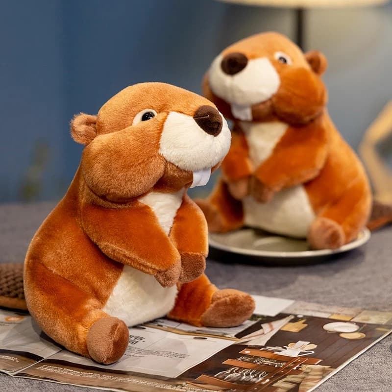 Nuova simulazione seduto castoro bambola di peluche cartone animato soffici castoro giocattolo per bambini bel compleanno regalo di Natale arredamento della camera delle bambole