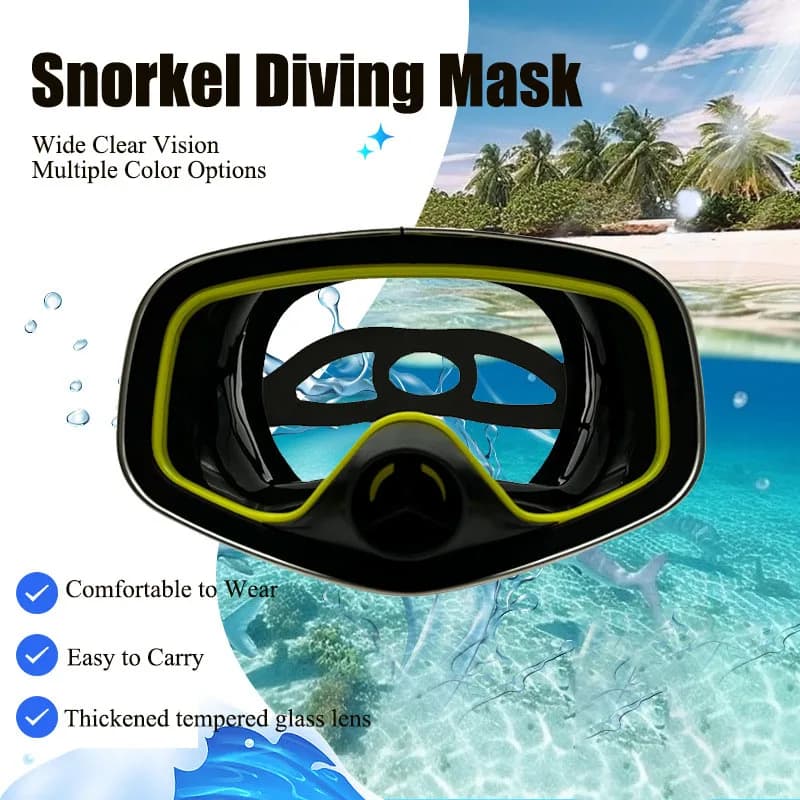 Snorkel Diving Mask Panoramic Wide View Tempered Glass Swim Mask Comfortable Scuba Dive Goggle for Snorkeling Freediving Swim