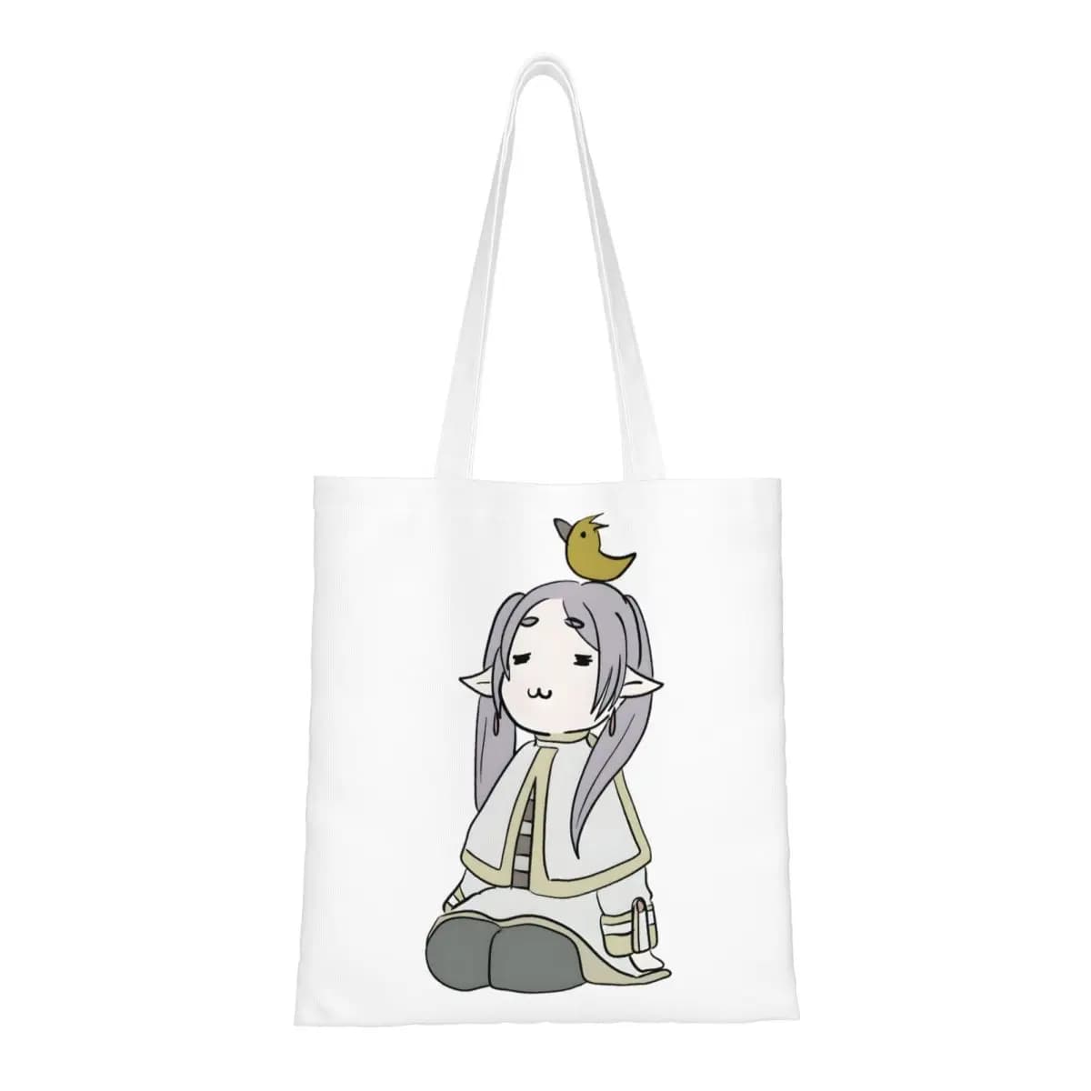 Frieren Beyond Journey's End Anime Borsa tote in tela Sousou No Frieren Borse a tracolla Borse per la spesa riutilizzabili per le donne