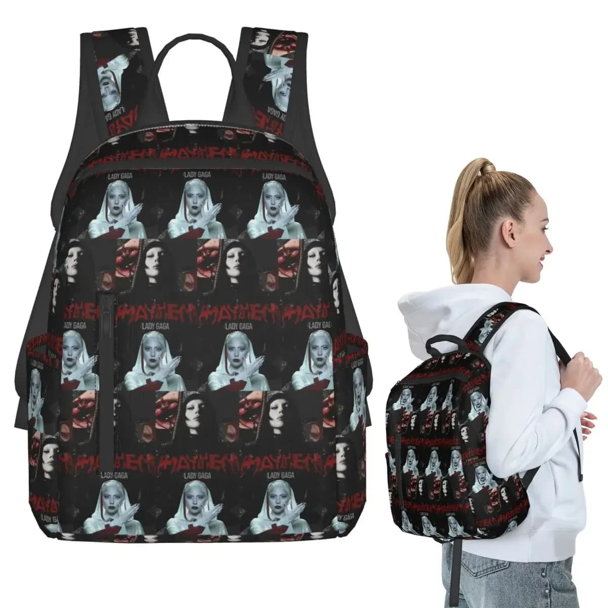 Lady Gaga Mayhem Album Backpack Student BookBag Children School Bag Laptop Shoulder Bags Men Women