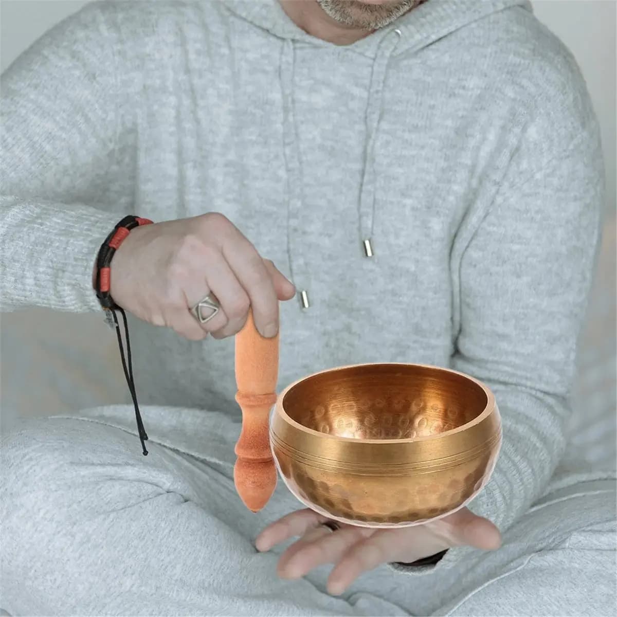 Tibetan Meditation Singing Bowl Handcrafted Nepalese Metal Craft with Stick for Yoga and Mindfulness Practices