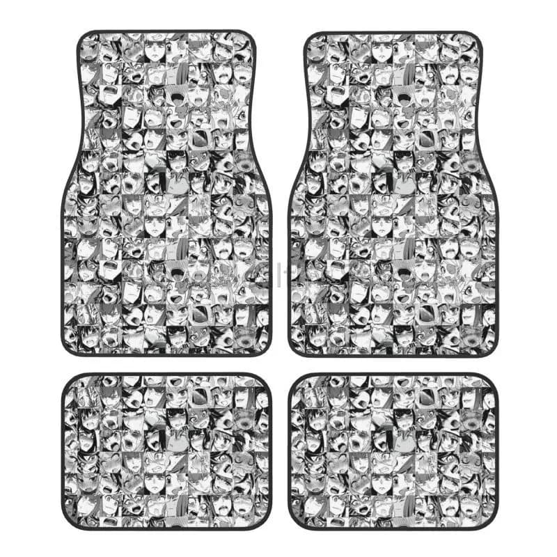 Car plugs black anime set of 4 pieces Car caps anti-slip Car caps Universal carpets for internal protection for cars SUV derision