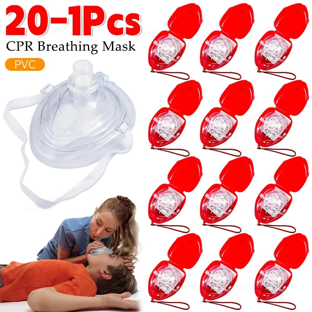 10-1 pcs Emergency RCP Mask with Unidirectional Valve Respiro Respiro Rescue Mask First Aid Kit Reusable Artificial Breathing Masks