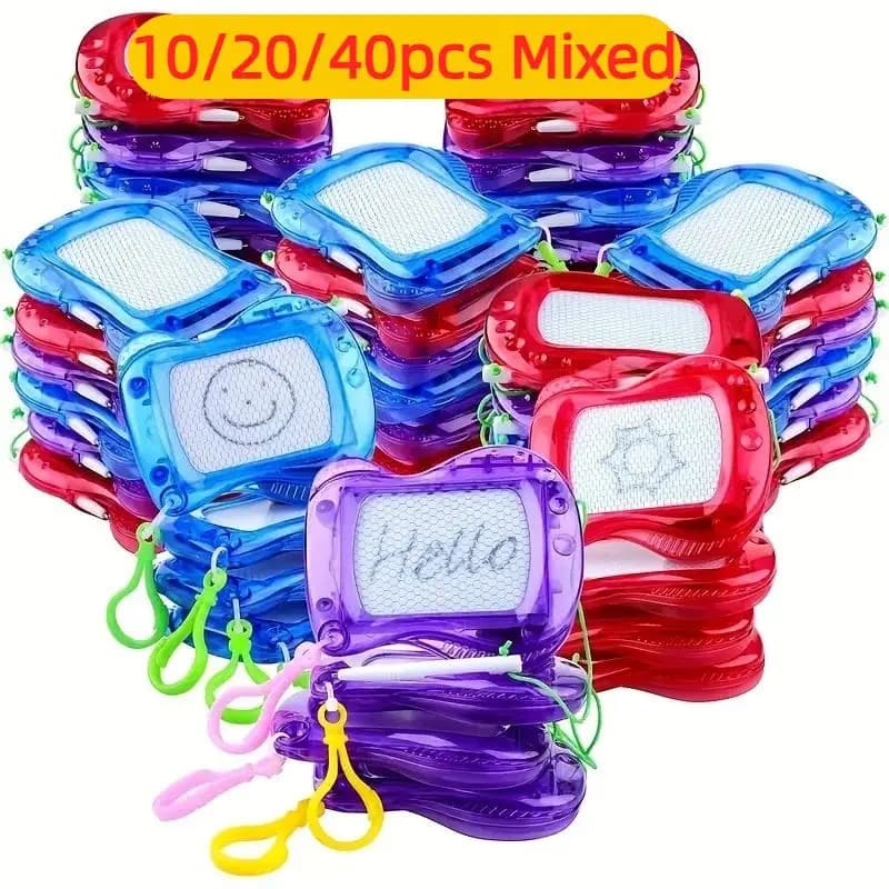 10-40 Pezzi Mini Lavagna Magnetica Portachiavi, Tavoletta per Disegnare con Stilo, Giocattolo Portatile, Lavagna Cancellabile, Regalo Educativo per Bambini