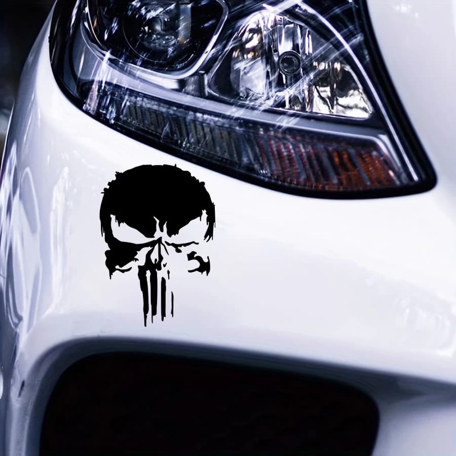 Adesivo in Vinile a Forma di Teschio Punisher per Paraurti Auto, Parabrezza, Finestrini, Adesivo Cool per SUV, Camion, Moto, Decorazione per Laptop