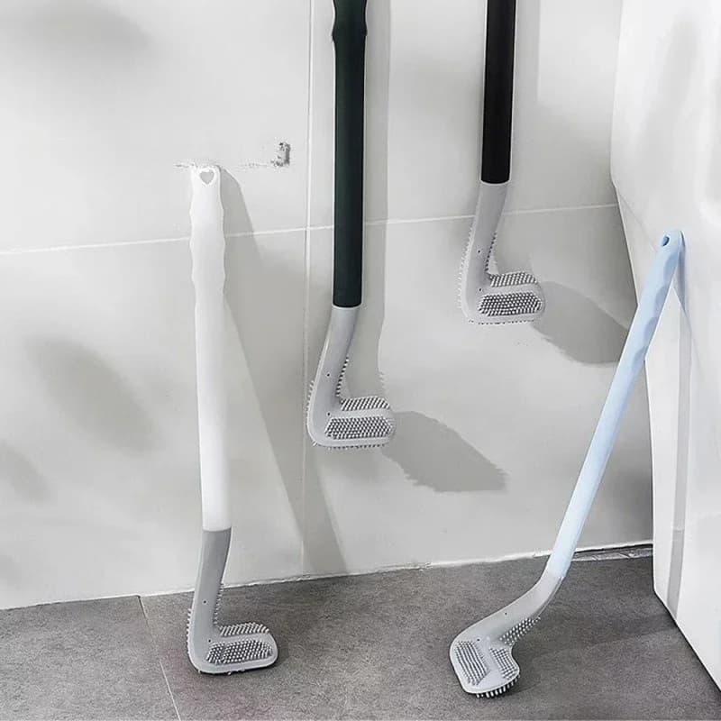 Spazzola per WC creativa, set di spazzole per WC con manico lungo in gomma morbida, spazzola per la pulizia del WC in plastica, strumenti per il bagno