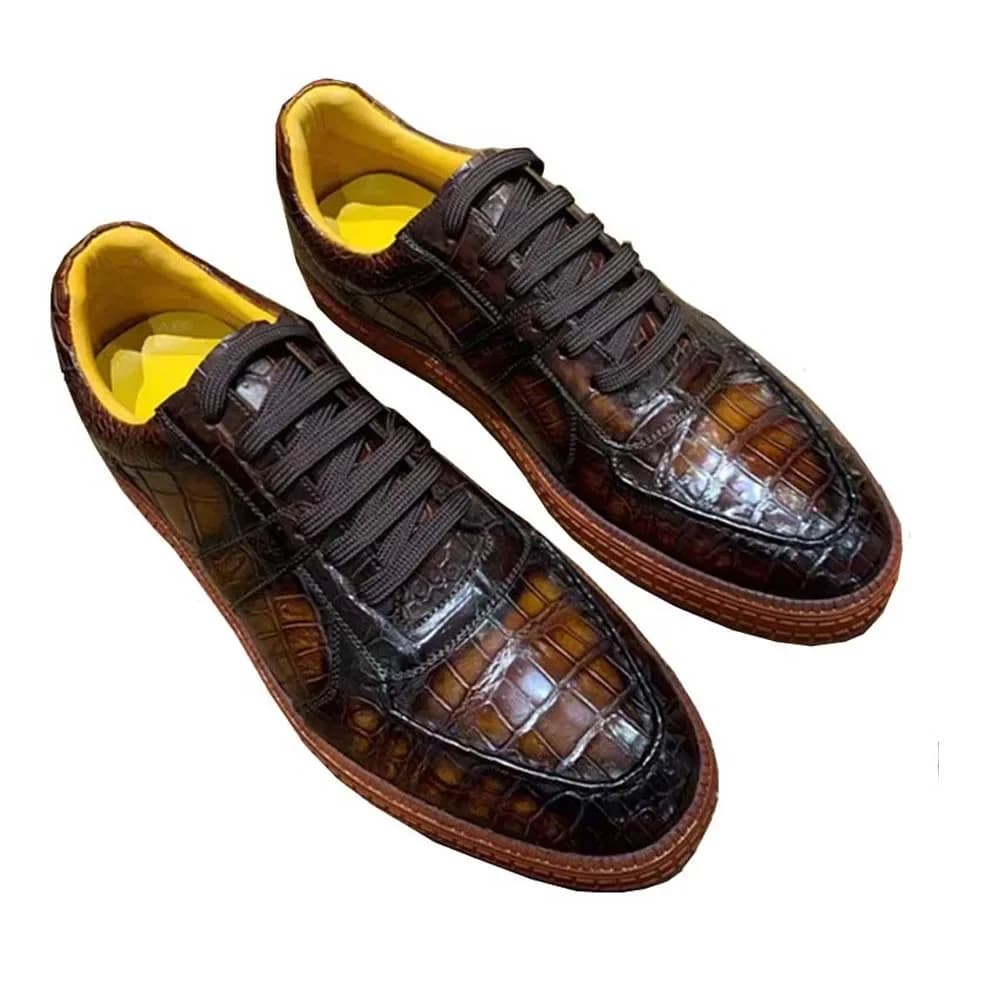 leimanxiniu coccodrillo Scarpe da uomo lavoro manuale Pennello colore moda Casual uomo scarpe da tavolo scarpe