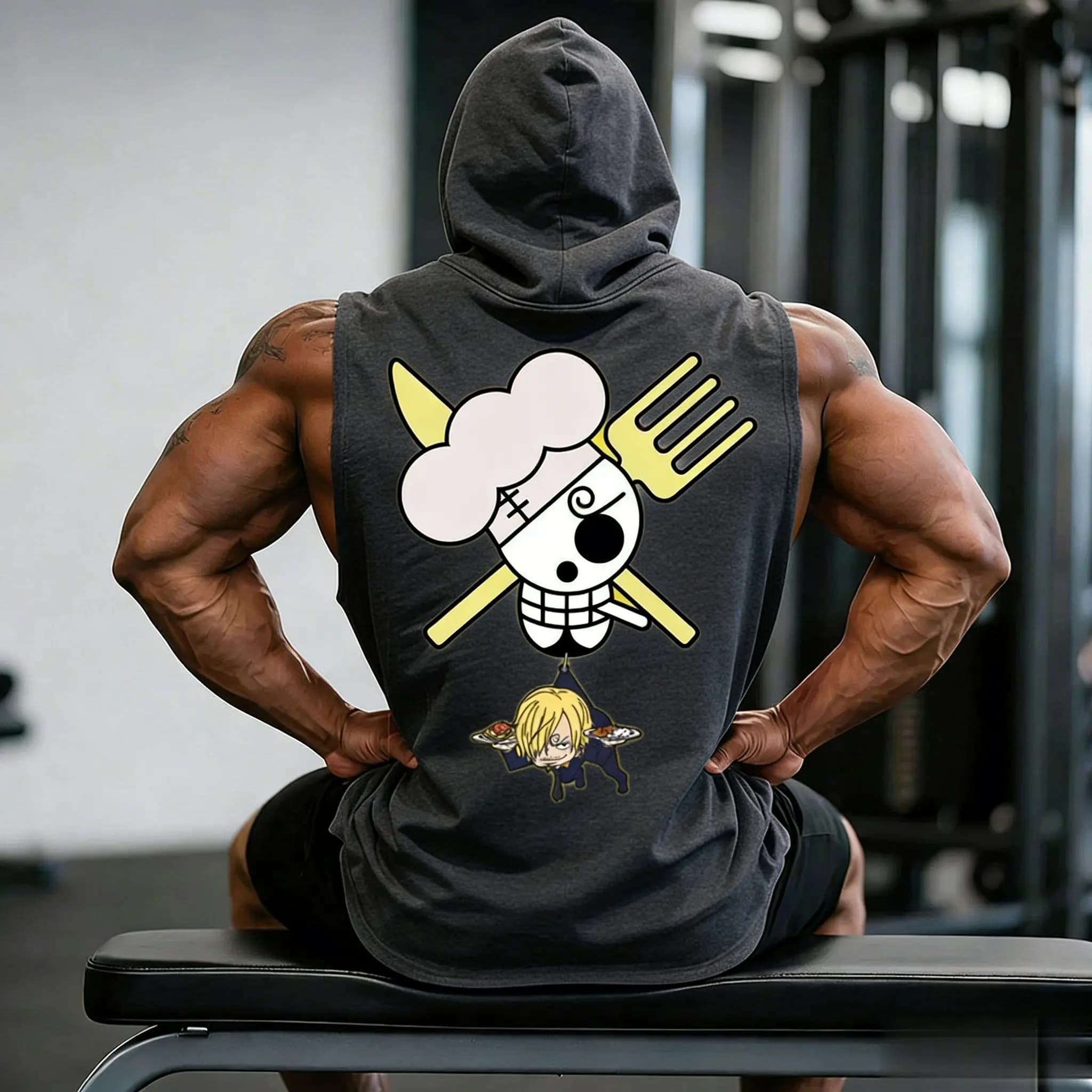 Canotta da Uomo Senza Maniche con Cappuccio, Stampa Grafica Luffy Zoro Sanji Nami Chopper, Stile Streetwear, Estate 2026 Y2k