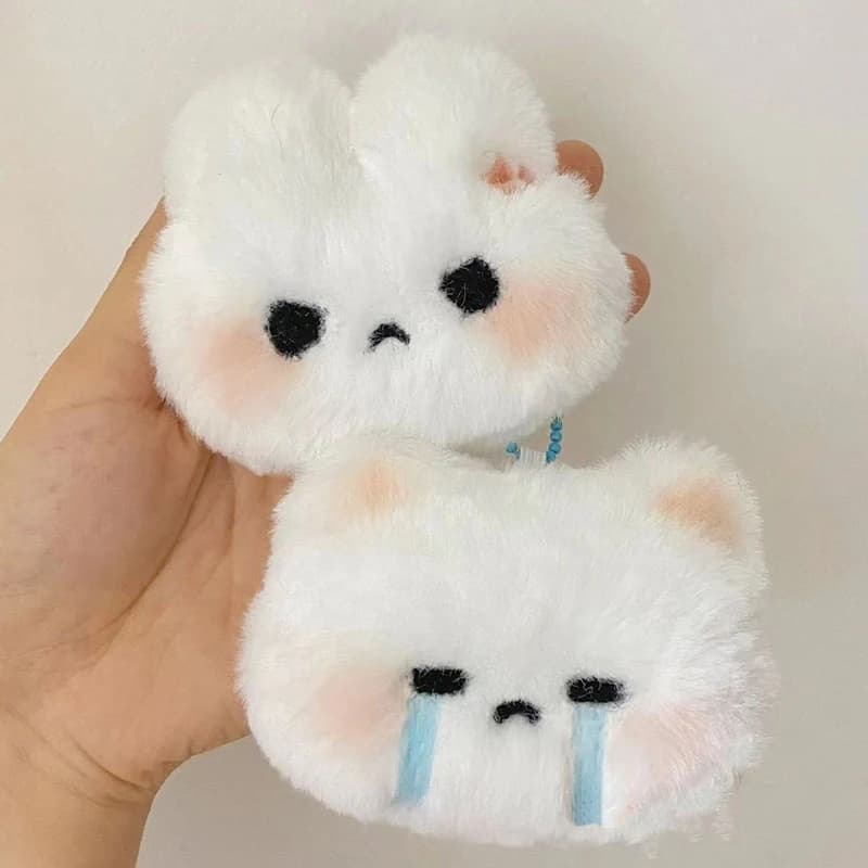Cartone animato carino espressione coniglio peluche portachiavi Kawaii bambola ciondolo zaino appeso decorazione accessori chiave auto per le ragazze regalo