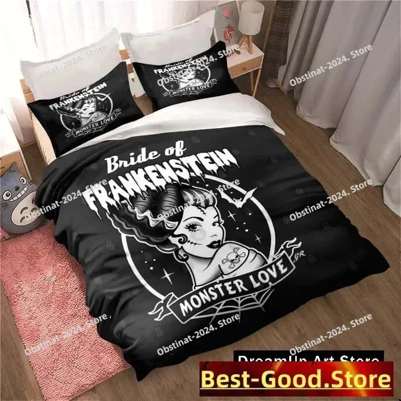 3D B-Bride of Frankenstein Set biancheria da letto Copripiumino Queen King Size Federa Letto Stampato Set letto Aldult Camera da letto per bambini Singolo Twin