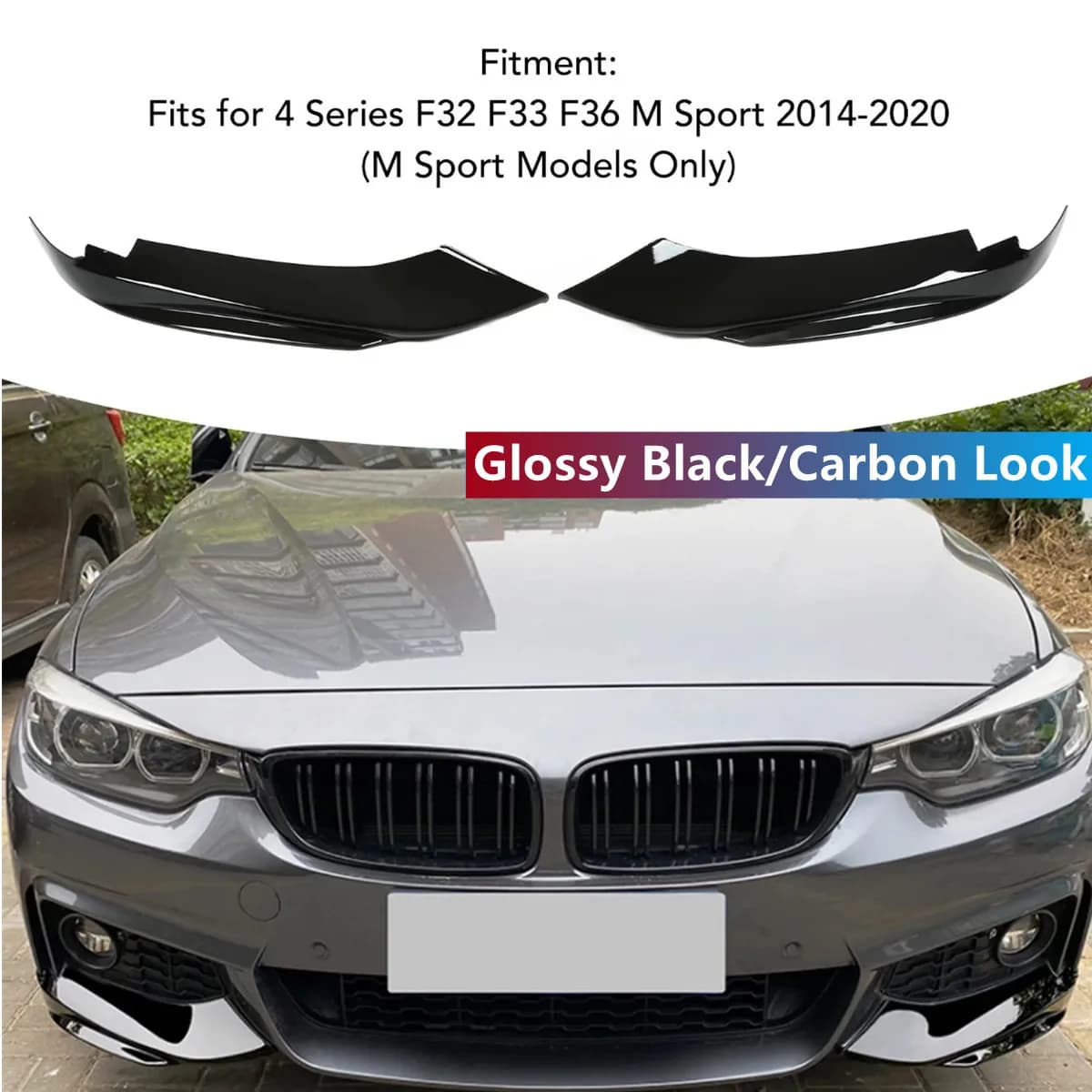 Pair Front Bumper Splitter Trim For BMW F32 F33 F36 4 Series 2014-2020 M-Sport M-Tech Fog Light Lamp Cover Canards