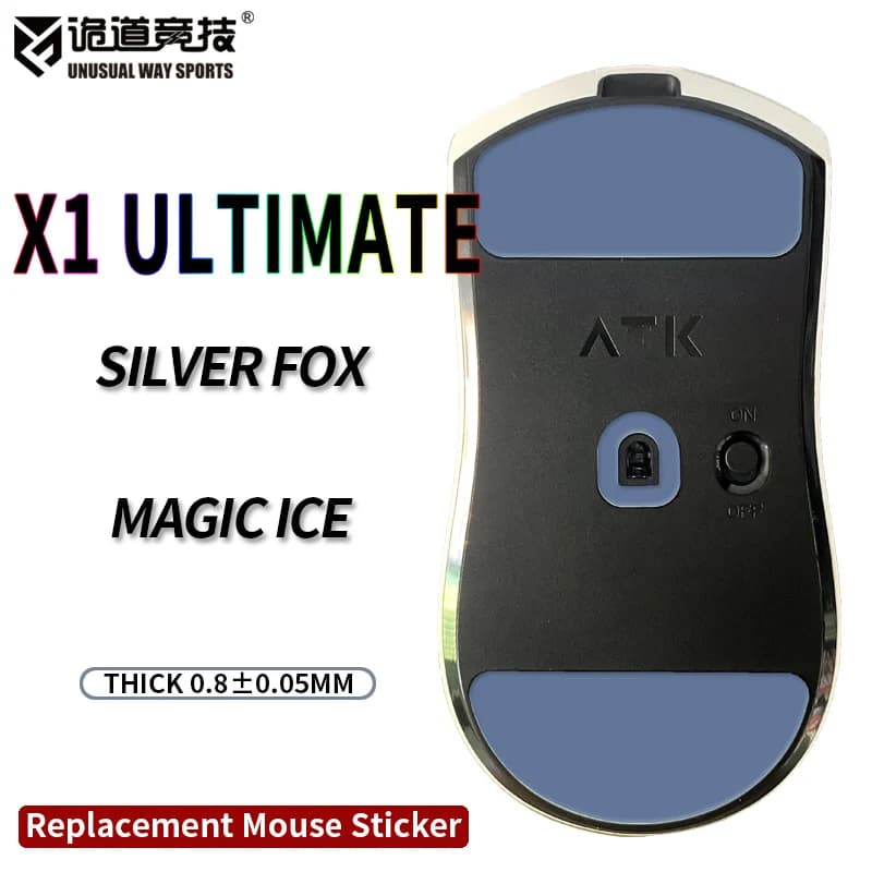InsolitoWaySports Mouse Pattini Piedi ATK X1 Superficie curvata definitiva PTFE Anti collasso Multistrato Magic Ice Silver Fox