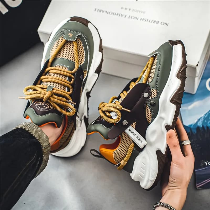 scarpe sportive di moda di nicchia in rete primavera estate Scarpe da corsa da uomo popcorn scarpe casual da uomo sneakers robuste con piattaforma con suola spessa