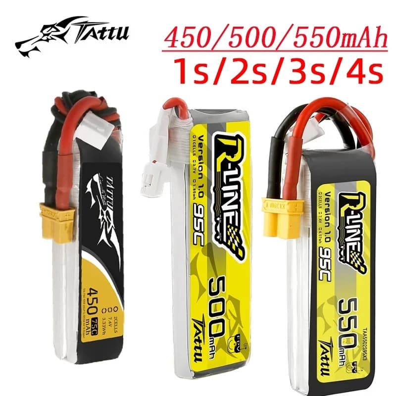 3 pieces NEW TATTU 450/500/550mAh 75/95C 3.7/3.8/7.4/11.1/14.8V Lipo battery for RC helicopter Quadcopter FPV Racing Drone parts