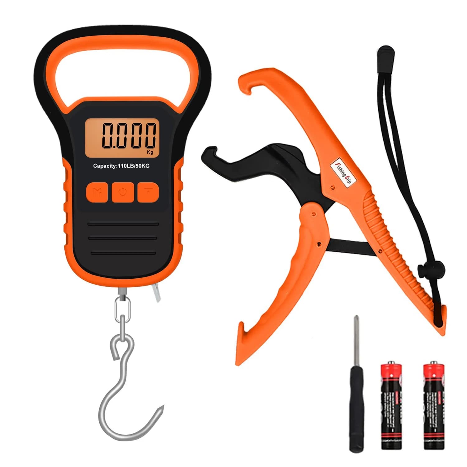Bilancia digitale per bagagli con peso di pesce con Clip per labbra di pesce, Display LCD retroilluminato 110lb/50kg bilancia elettronica gancio per canna da pesca digitale