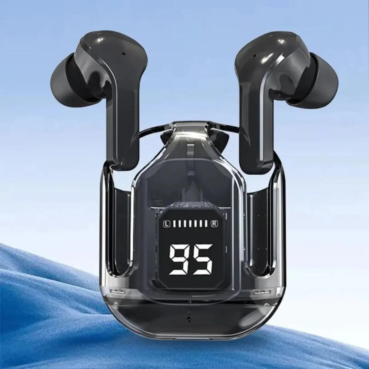 Wireless earphones, Bluetooth headphones with translucent earphones with ENC noise cancelling