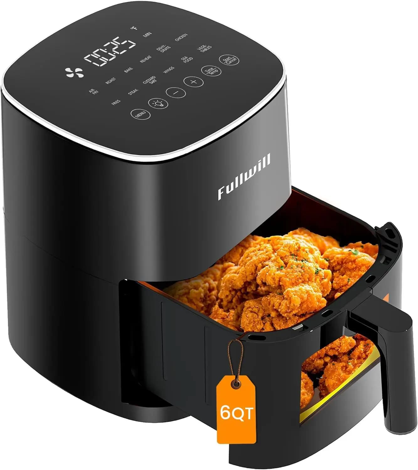 Friggitrice ad aria da 6QT con finestra visibile, cestello antiaderente, funzioni 12 in 1, 1700W, nera
