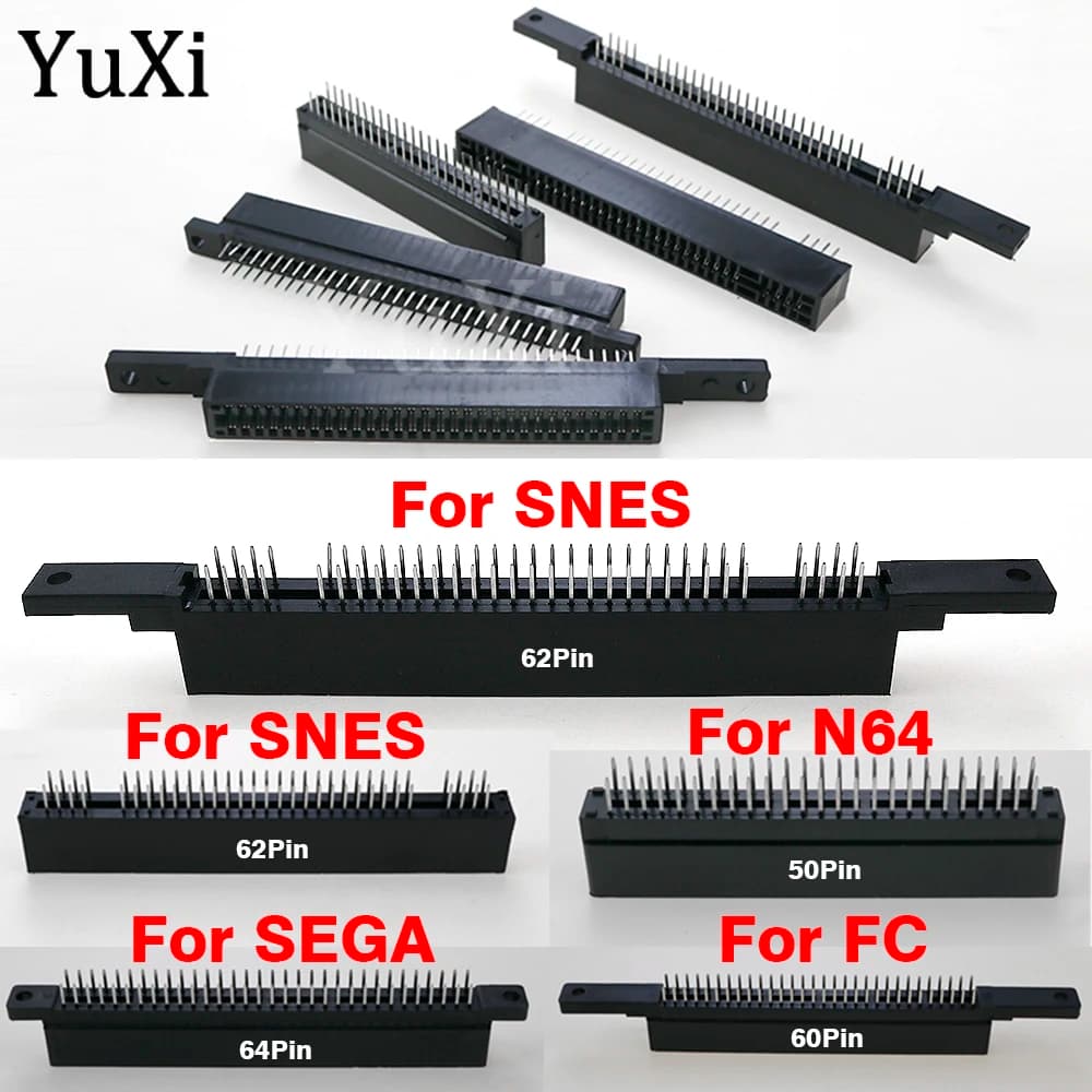 1 Slot per schede di gioco per Pc per SFC SNES SNES connettore per Console FC 64pin 60pin 62pin 50pin Slot per cartuccia di gioco intervallo 2.5mm per N64