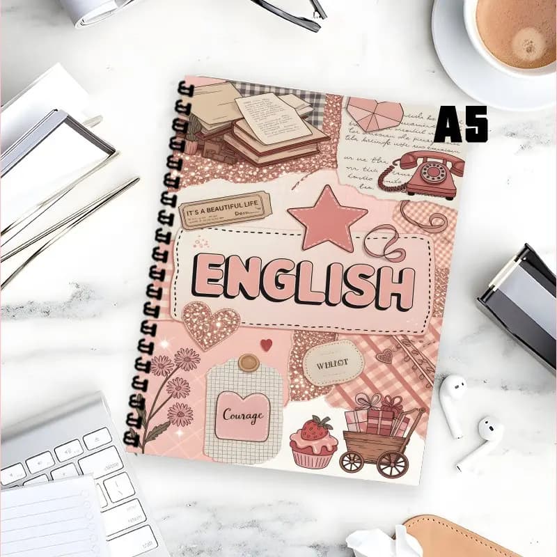 A5, Blank Notebook Spiral, Subject Homework Notebook, Daily Homework assignment planner, Daily Subject Checklist Organizer