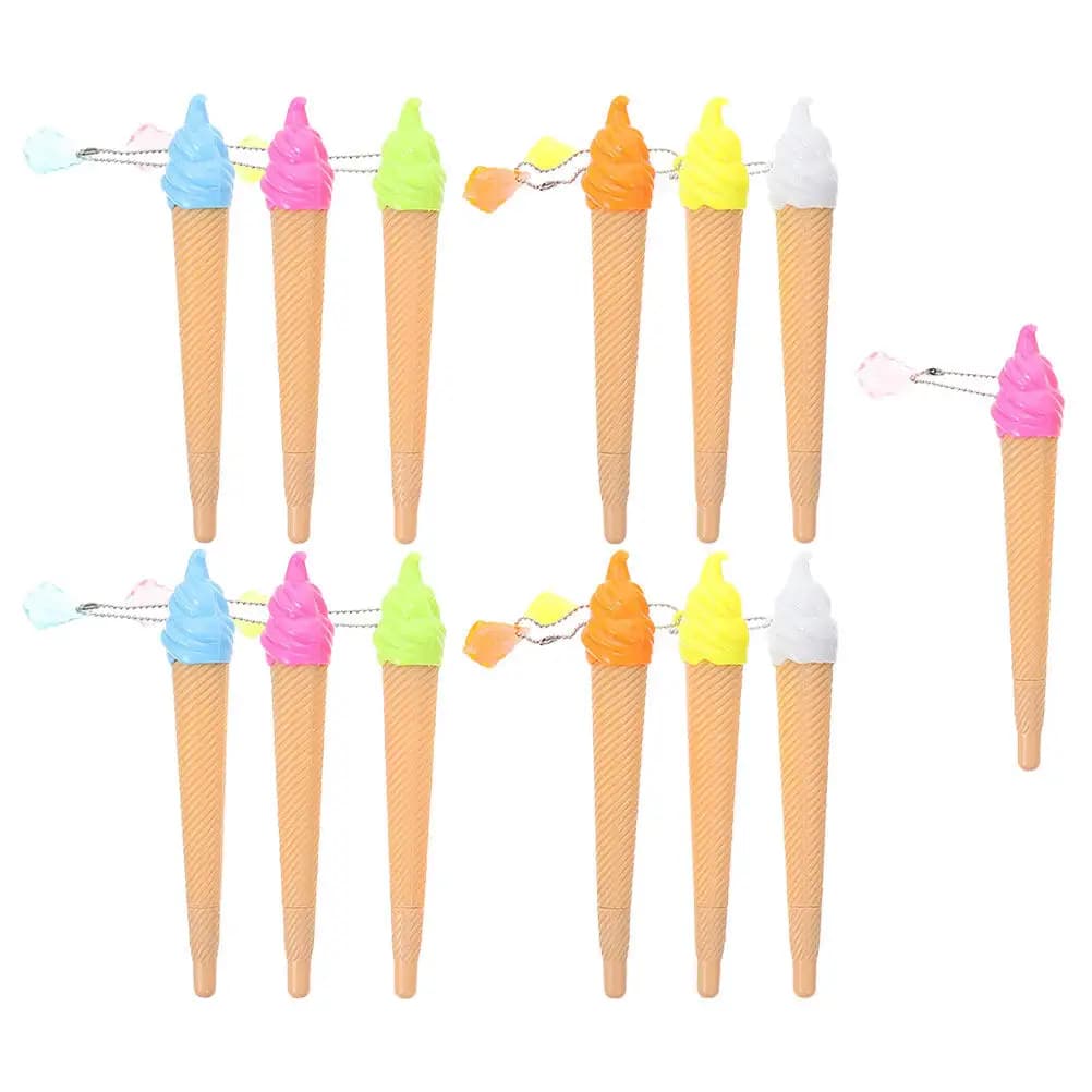 10Pcs Festive Ice Cream Shaped Gel Ink Pens Smooth Writing Experience Comfortable Grip Portable for Kids Students Teachers Party