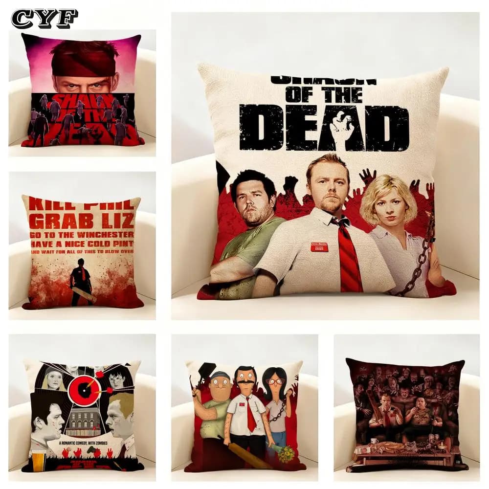 S-Shaun Of The Dead cushion cover, in linen, suitable for summer, for sofa, home decoration, delicate on skin, breathable, with invisible zipper