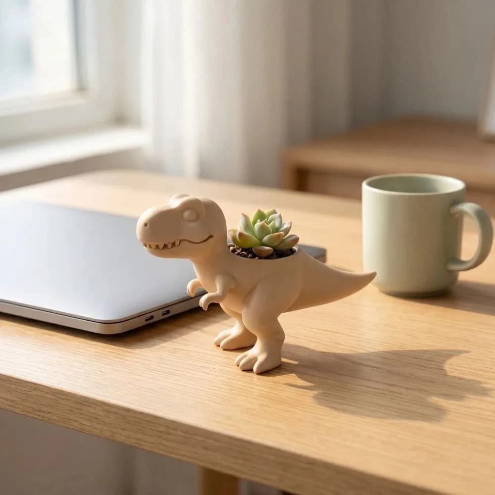 Small Item Holder 3D Printed Dinosaur Flowerpot Funny Desktop Decor Mini Potted Planter Ornaments Plant Planter Office