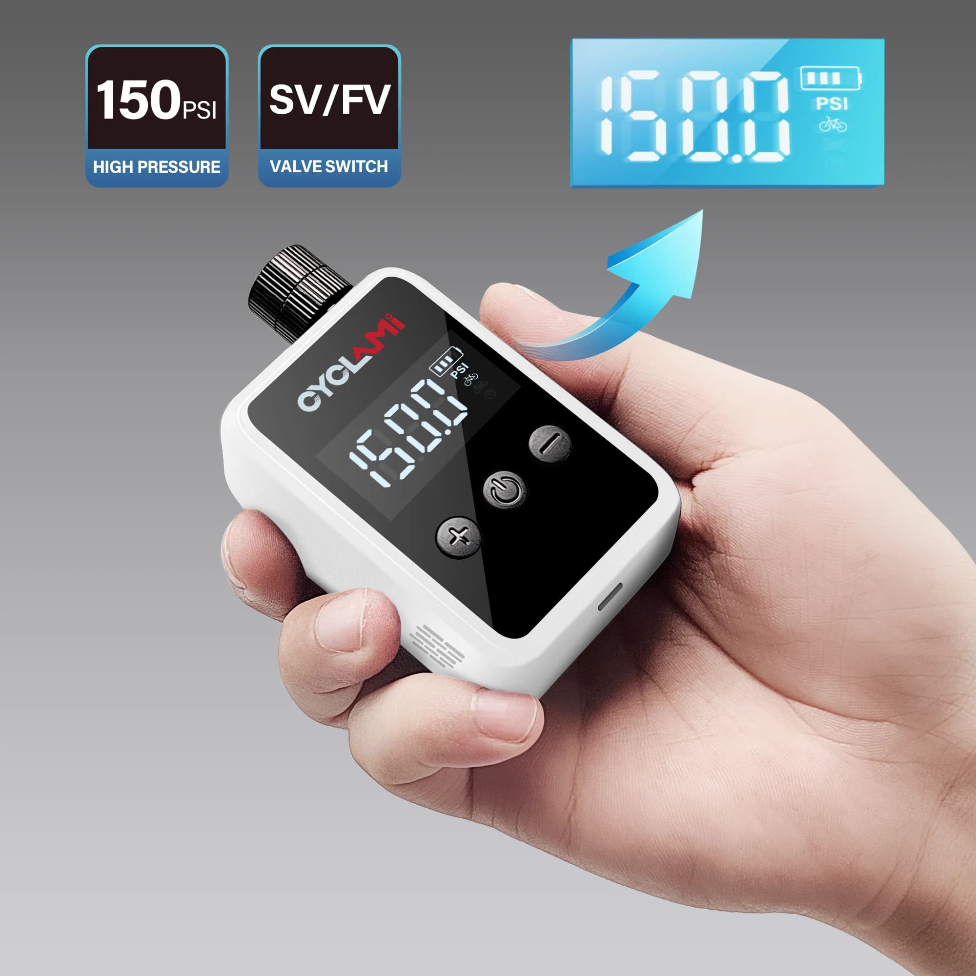 Portable Pocket Bike Electric Air Pump 150PSI Valve Schrader Press Road MINI Rechargeable Compressor Fast Rechargeable Air Cooler CYCLAMI HW125
