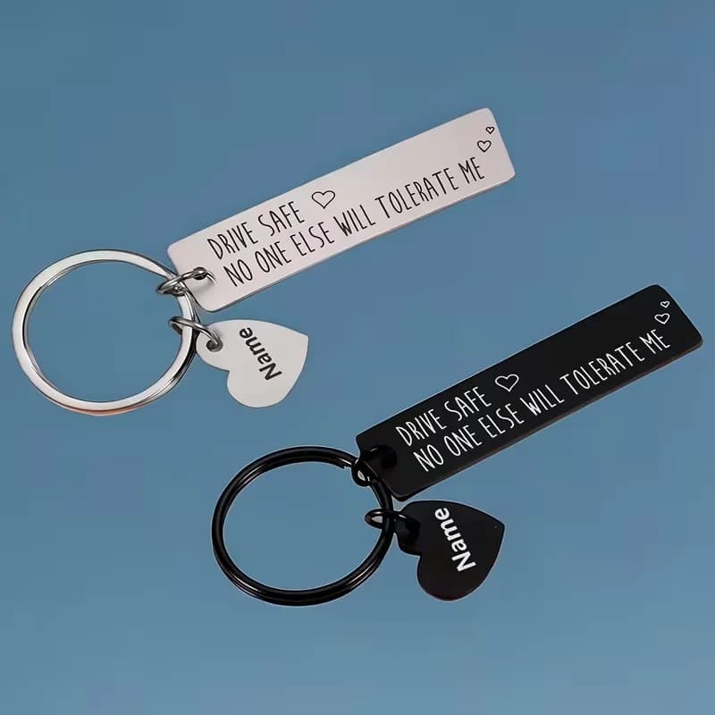 Portachiavi Personalizzato con Incisione Laser del Nome in Acciaio Inossidabile, Regalo di San Valentino