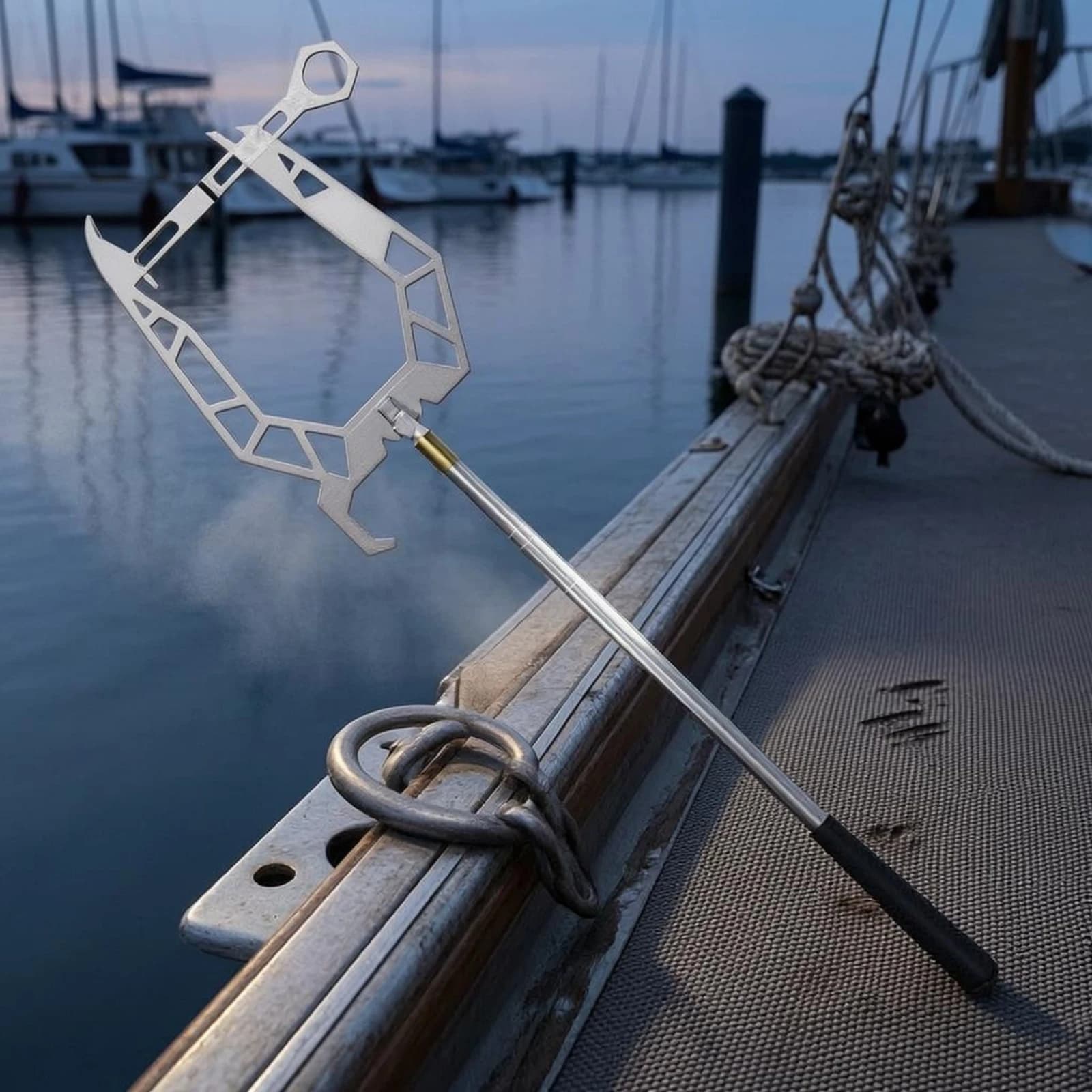 Marine Rope Threader Stainless Steel Telescopic Rope Tool Boat Equipment Extendable Aluminum Alloy