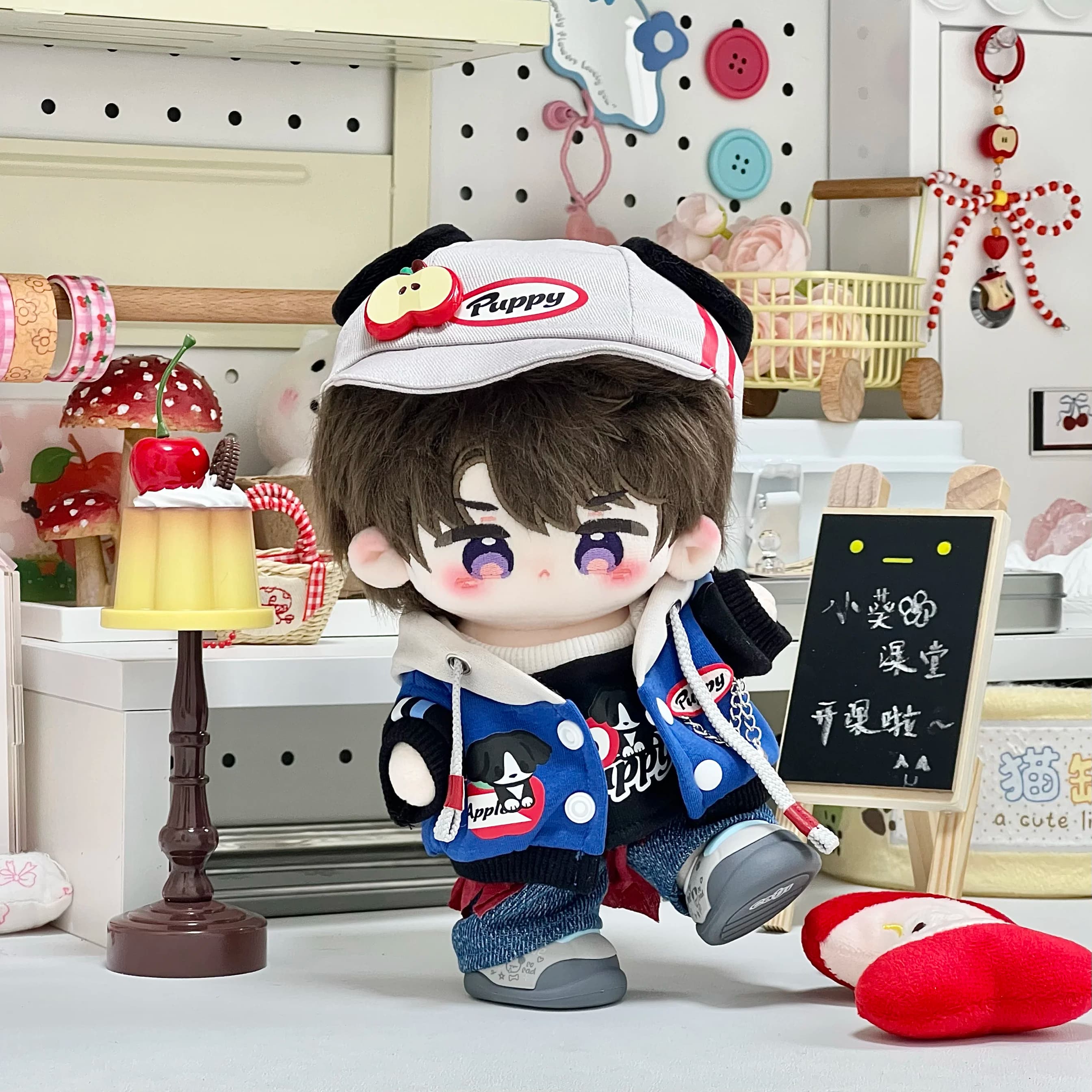Bambola di cotone Apple Puppy 20/25 cm Set di abiti originali Carino fresco uniforme da baseball Vestiti per bambole di moda Cambia vestiti