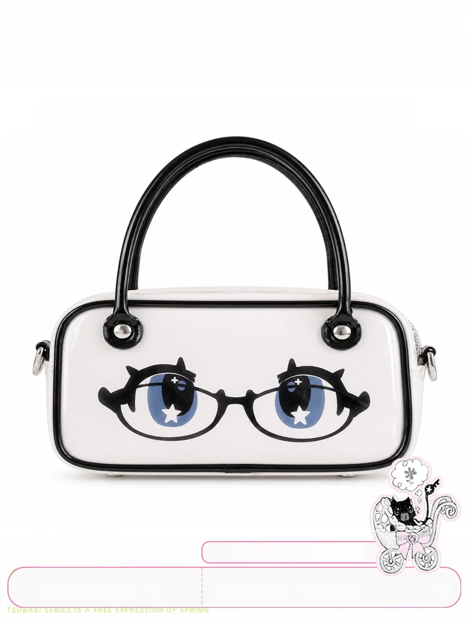 NECY Original Large Eyeglass Handbag Women's Summer New Cartoon Anime Boston Bag Cute Small Carry-On Square Bag Casual Style
